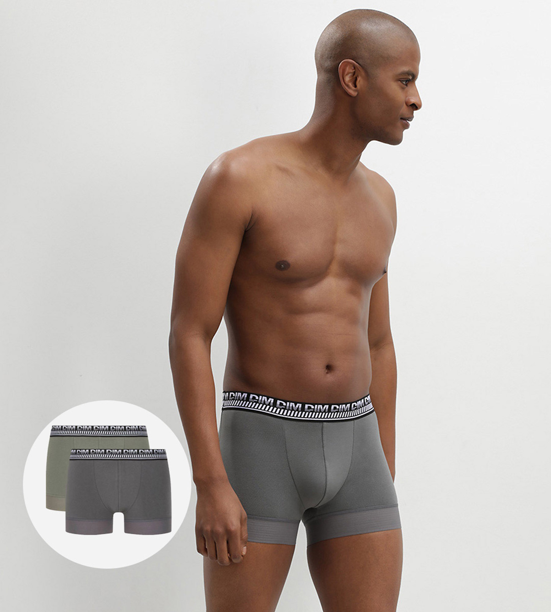 Stay and Fit Pack of 2 men's olive-green stretch cotton boxers