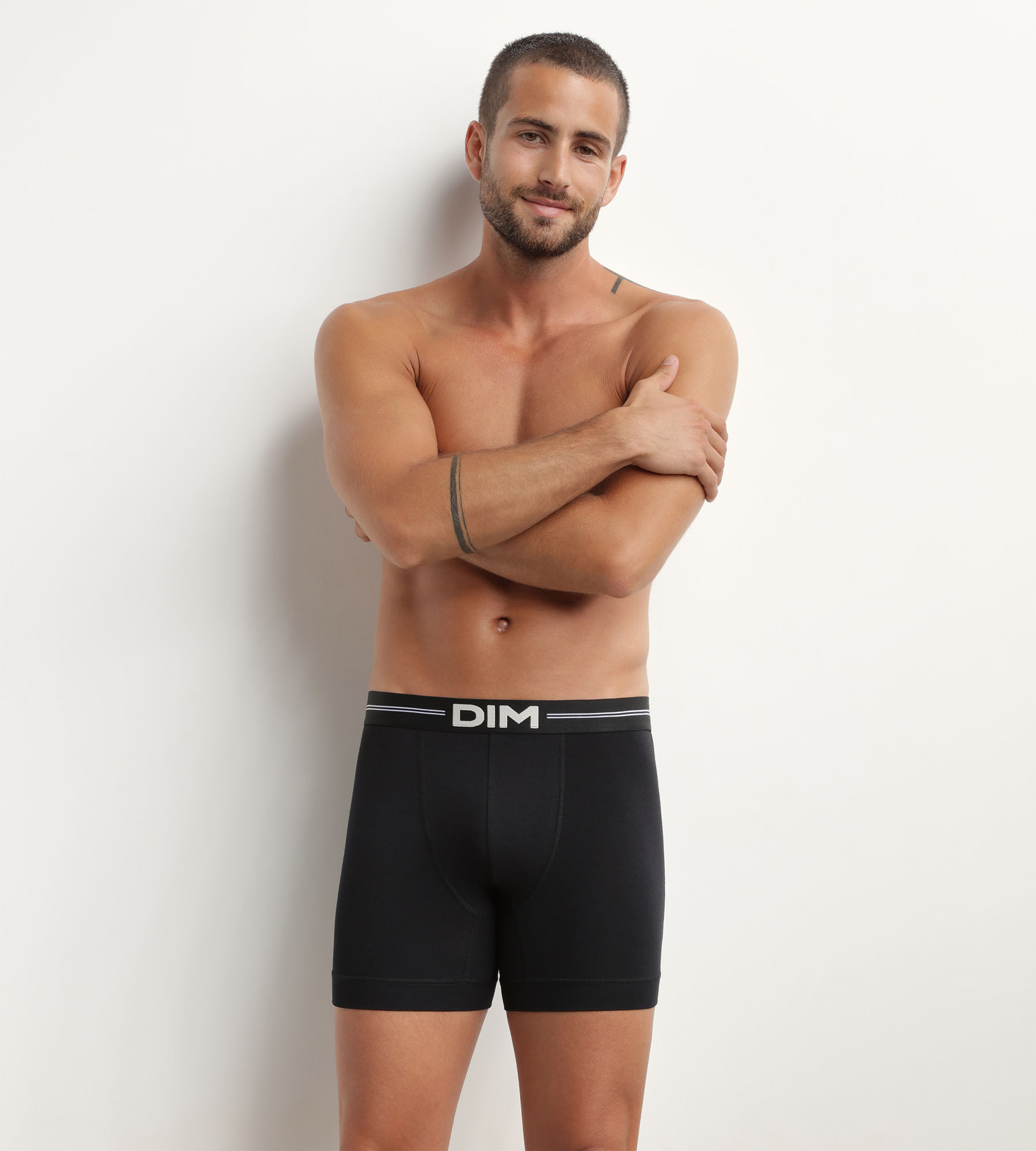 Men's microfibre boxers with flat seams in Black Dim Icons Essentiel