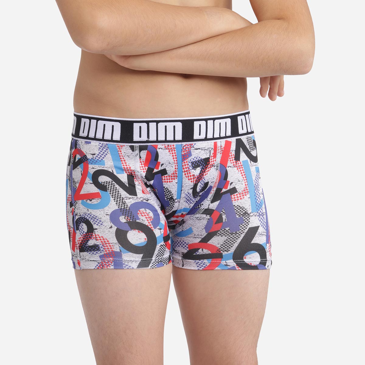 Haan bedenken ondergoed Gray Dim Micro Boy's boxer briefs in microfiber with printed numbers