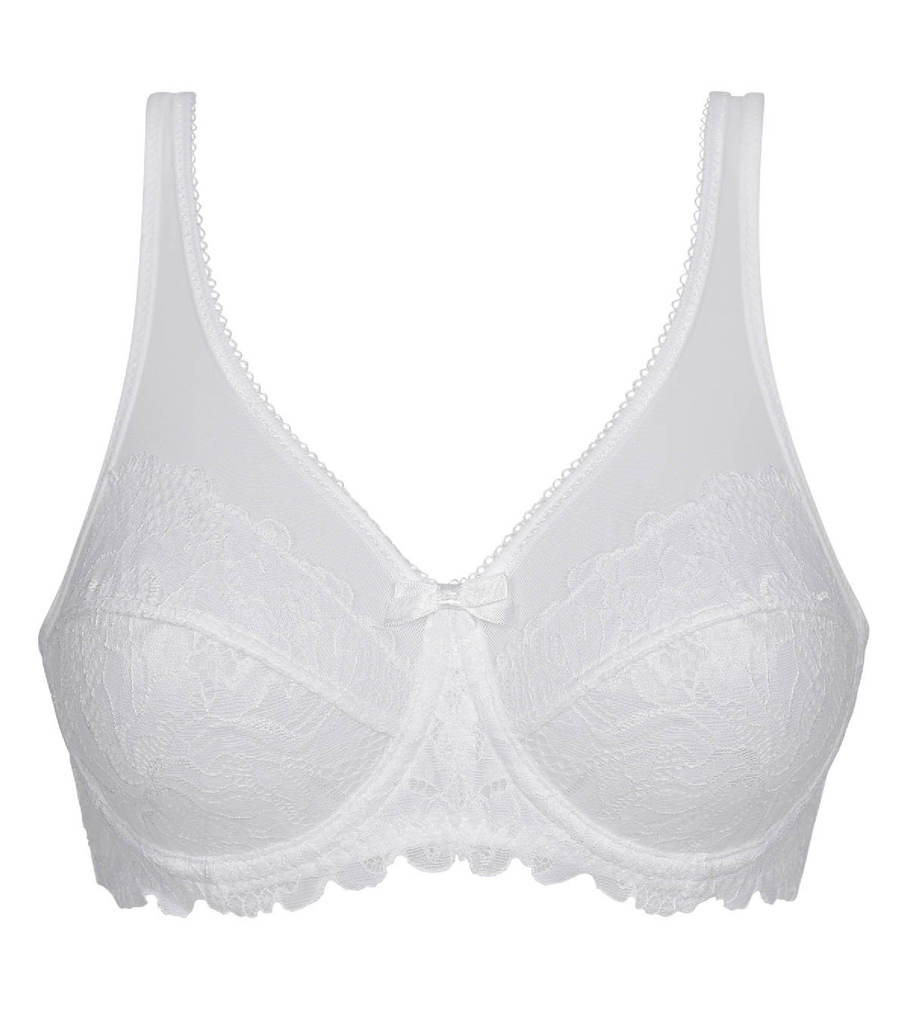 Buy DD-GG White Recycled Lace Comfort Full Cup Bra 32F, Bras
