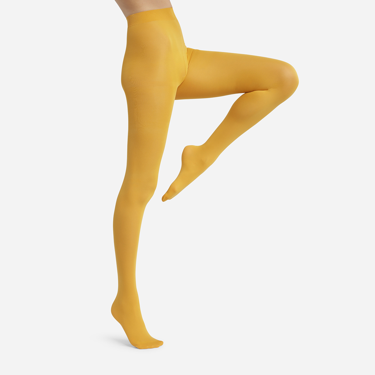 Women's 40d Sunflower Yellow opaque Dim Style tights with a velvet