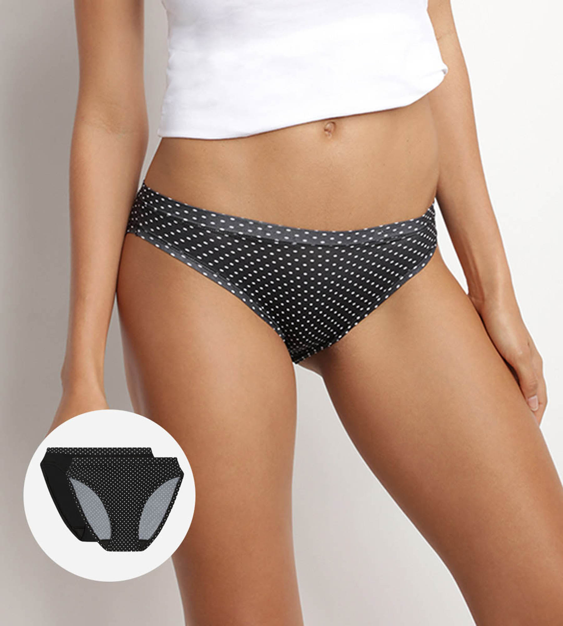 Pack of 2 pairs of Body Touch cotton bikini knickers in black and white