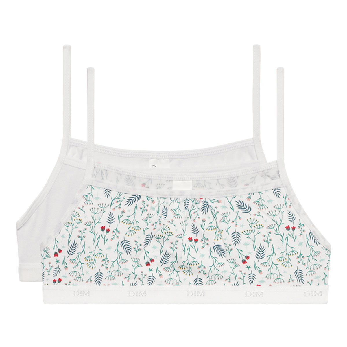 Pack of 2 girls' White Les Pockets stretch cotton bras with liberty pattern