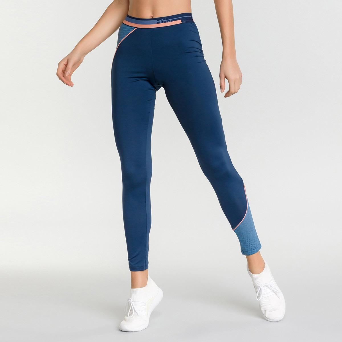 Caligrafía negro mucho Intense blue sport leggings for women - Dim Sport