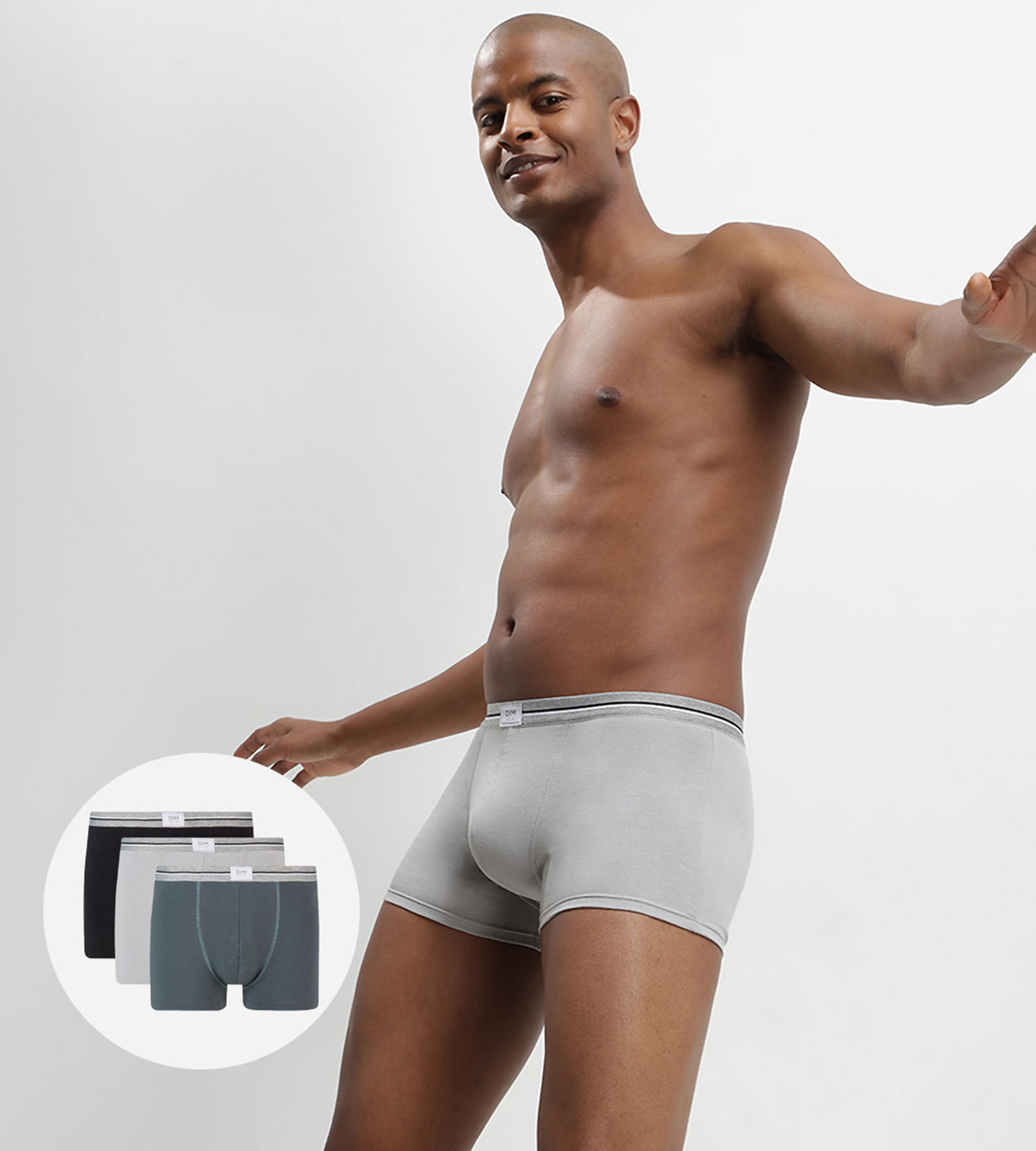 Pack of 3 pairs of Coton Stretch grey, chilli red and black briefs