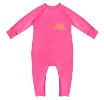 Pyjama bébé zippé en coton bio rose imprimé soleil cœur Dim Baby