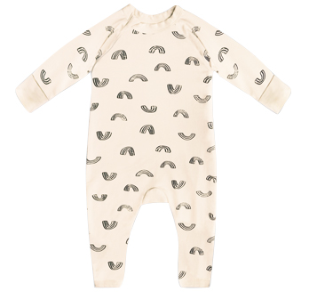Pyjama bébé zippé en coton bio vanille imprimé rainbow Dim Baby