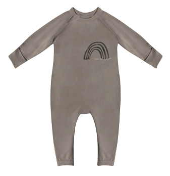 Pyjama bébé zippé en coton bio kaki imprimé rainbow cœur Dim Baby