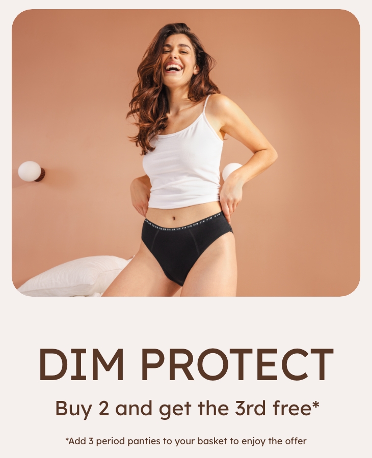 Dim Protect medium flow Menstrual knickers in organic cotton and indigo dots